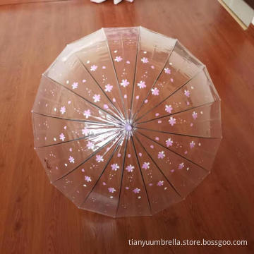 Long Handle Automatic Straight Rod Transparent Umbrella